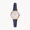 Fossil Carlie Three-Hand Mini Women's Watch with Navy LiteHide™ Leather Band