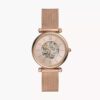 Fossil Carlie Automatic Rose Gold-Tone Women's Watch with Stainless Steel Mesh Bracelet