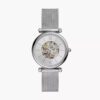 Fossil Carlie Automatic Silver-Tone Women's Watch with Stainless Steel Mesh Bracelet